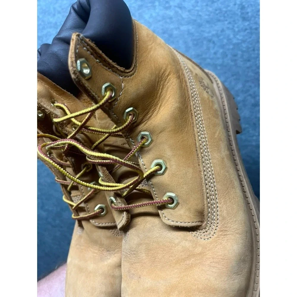 Timberland 12909 6 Inch Premium Waterproof Boots Wheat Nubuck Youth 6.5M